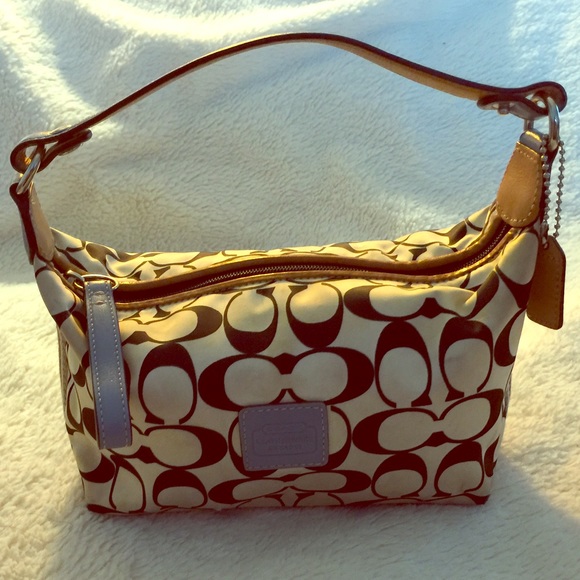 Navy, white and light blue Coach purse