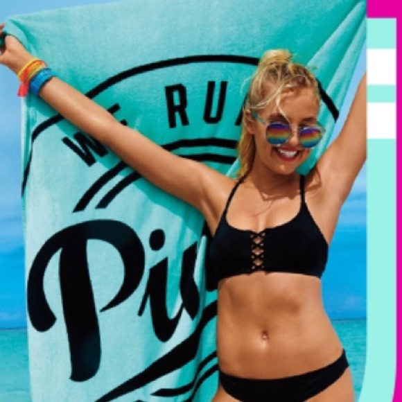 PINK NWT "We Run This Beach" Towel