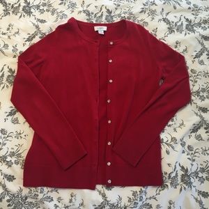 Red cardigan