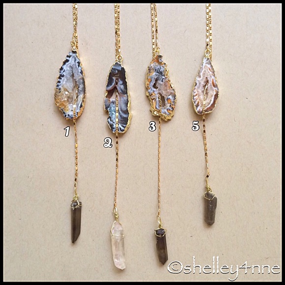 Gold Druzy Tie Necklace - Picture 4 of 4