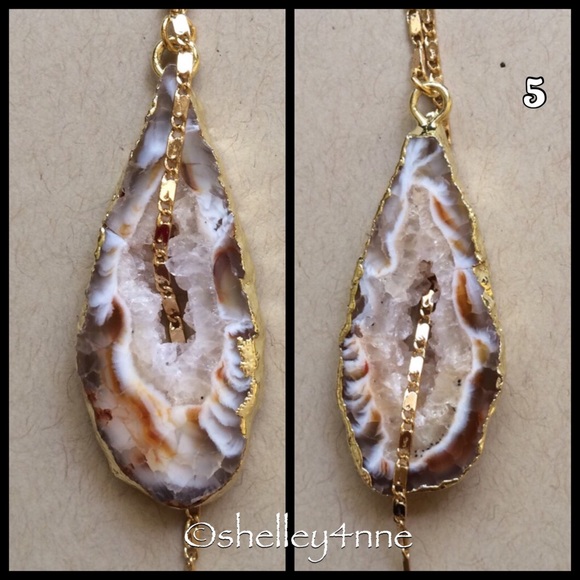 Gold Druzy Tie Necklace - Picture 2 of 4