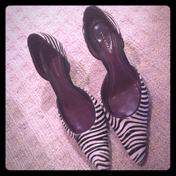 Faux fur zebra heels
