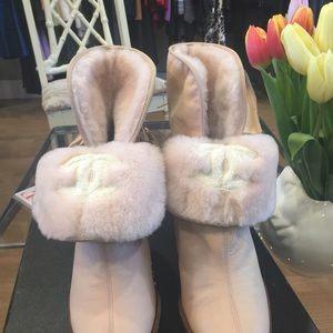 Chanel cream booties