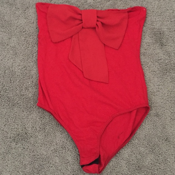 Red bow bodysuit small