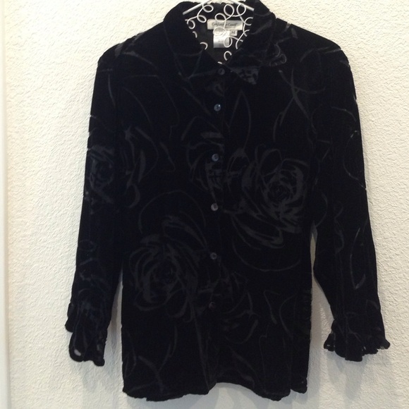 Burn-Out Velvet Blouse Coldwater Creek - Picture 2 of 4