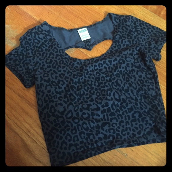 VS PINK Leopard Print Crop Top Heart Cutout