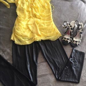 Pleather snakeskin print leggings