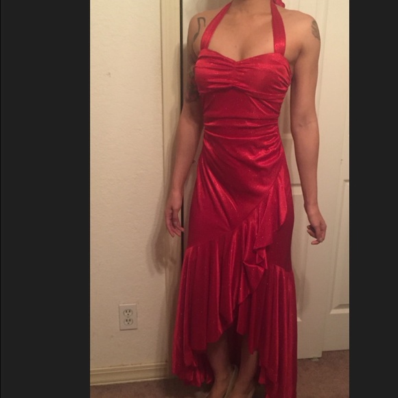 Shiny formal red dress