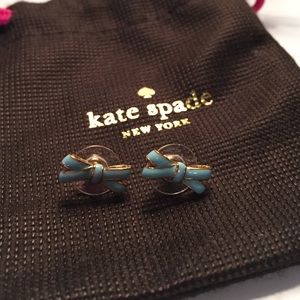 Kate Spade light blue bow earrings