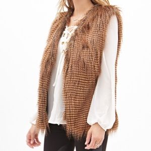 Two Tone Faux Fur Vest