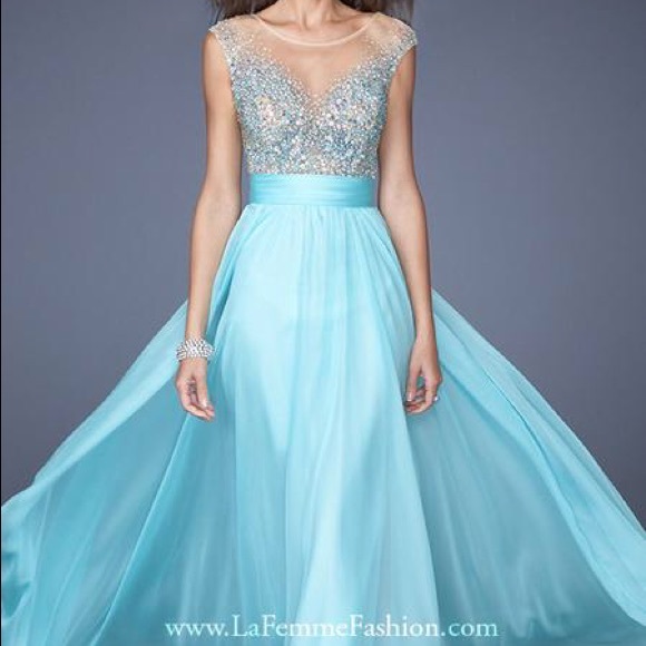 Light Blue La Femme Prom Dress