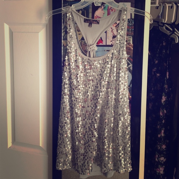 Silver Sequined Tank Top