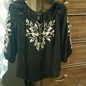 Sheer black embellished blouse