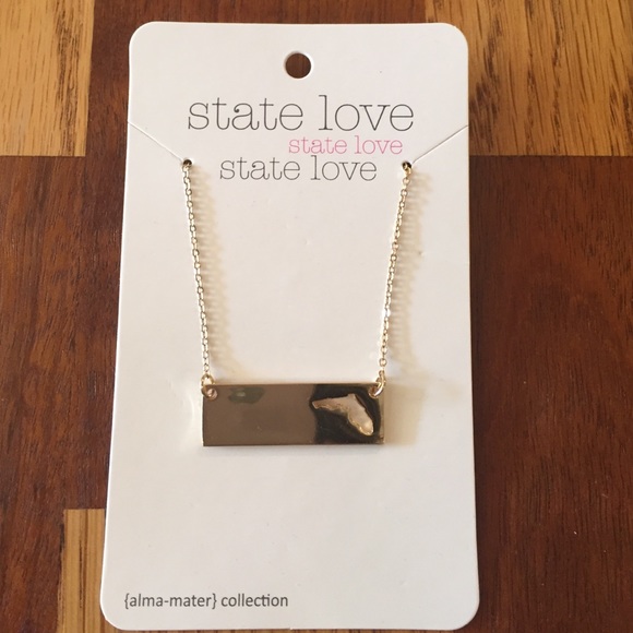Gold and silver STATE LOVE Florida necklace.