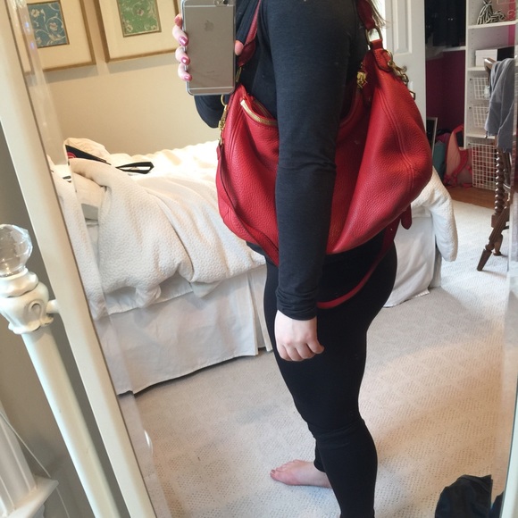 Jcrew hobo crossbody red leather bag