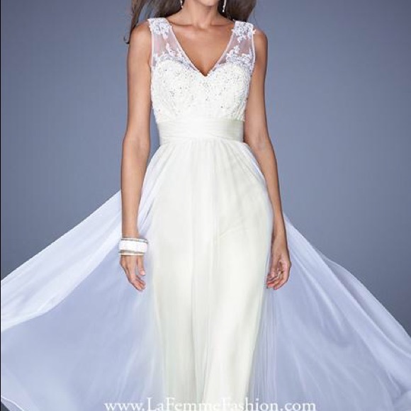 Light Yellow La Femme Prom Dress