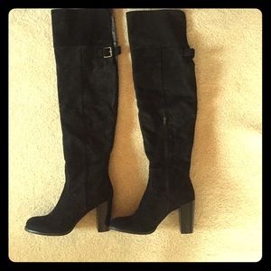 Over the knee black suede boots