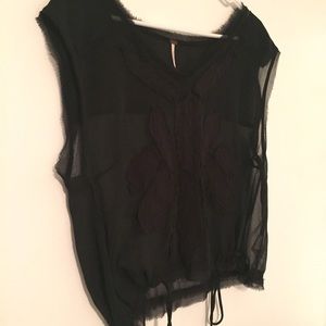 Free People Black Sheer Top