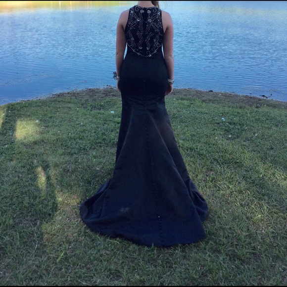 Black, mermaid, form fitting prom dress for sale!!