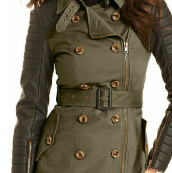 Faux Leather Trench Coat