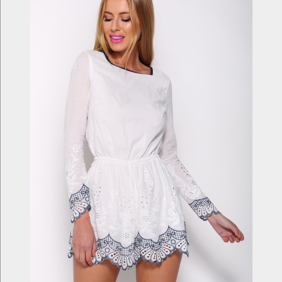 HelloMolly White Embroidered Romper