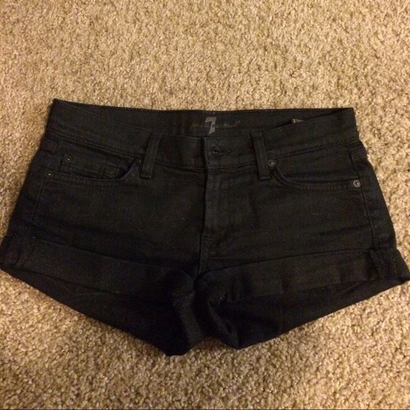 7 for all mankind black denim shorts