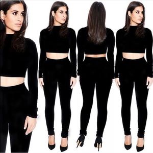 Black Crop Top Set