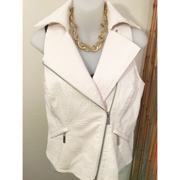 Bebe All-white Leather Biker Vest!