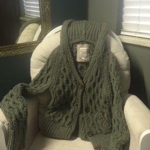 Button up crocheted wool sweater