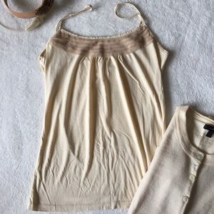 Ann Taylor Loft Sheer Ruffle Cream Camisole Top