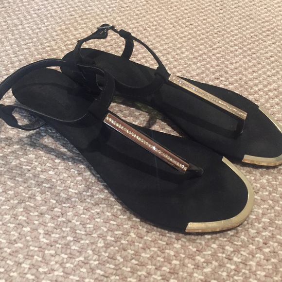 Black/gold sandals