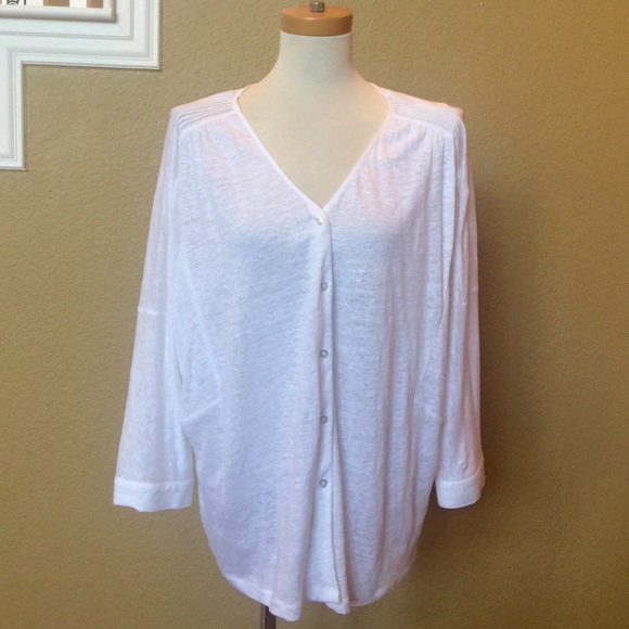 CAbi White Shear Blouse Great over Tank ETC...