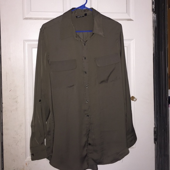 Flowy army green blouse