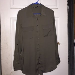 Flowy army green blouse