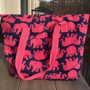 Lilly Pulitzer pink elephant cooler tote