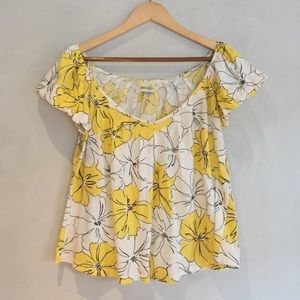 Yellow and White Flower Anthropologie Top