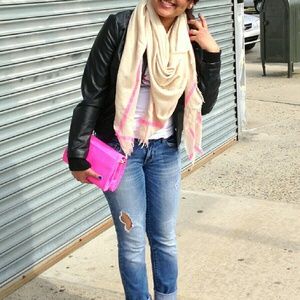 Beige & Pink square scarf (WORN ONCE ONLY!!)