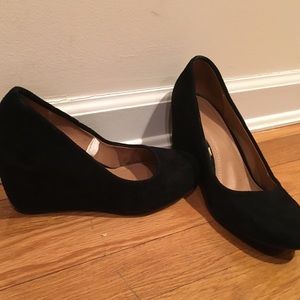Black, suede wedges.