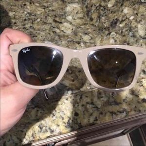 Ray Bans Wayfarer light tan sunglasses. Used
