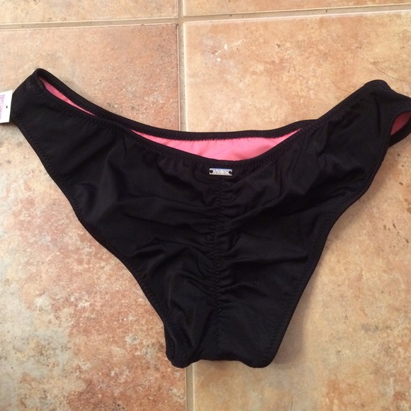 VS black ruched bikini bottom, new with tags