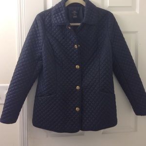Navy Brooks Brothers quilted jacket.