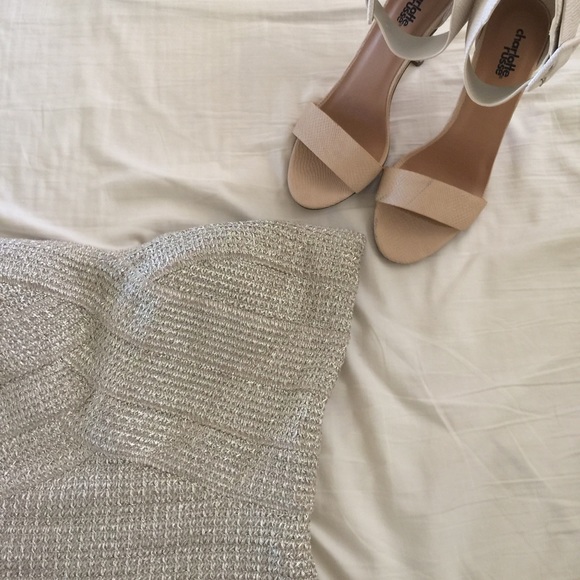FOREVER 21 metallic gold strapless bodycon dress