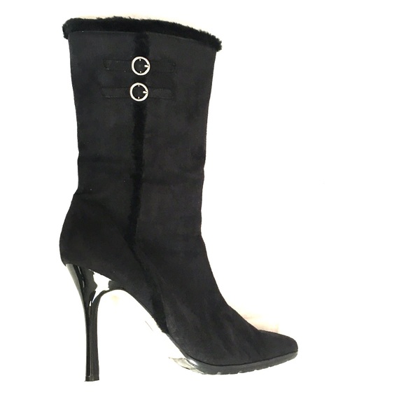 Black Faux Fur Boots.