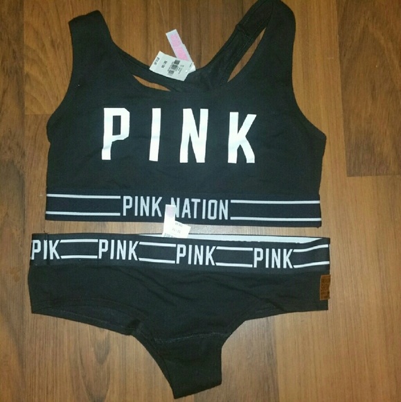 NWT Pink Victoria Secret Sports Bra & Panty (Med)