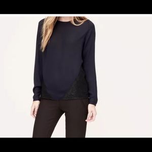 Loft Navy and Black Lace Blouse