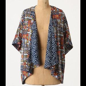 Anthropologie silk multi-colored cardigan
