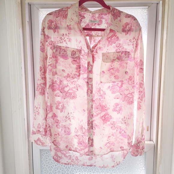 Equipment Floral Silk Button Down Shirt Size M