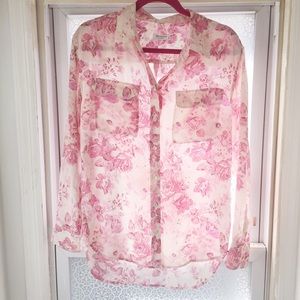 Equipment Floral Silk Button Down Shirt Size M