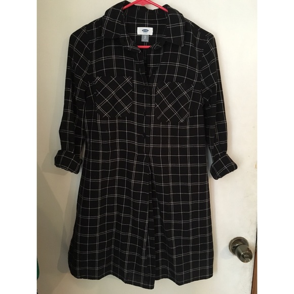 Grid print shirt dress