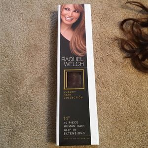 Raquel Welch human hair clip extensions brown 14"